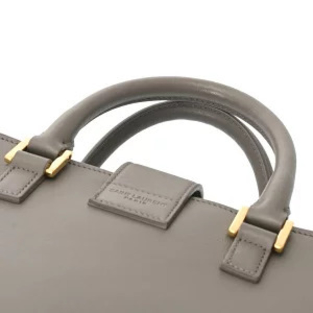 Saint Laurent Baby Cabas Bag Gray Grained Calf Leather Handbag - Picture 4 of 9